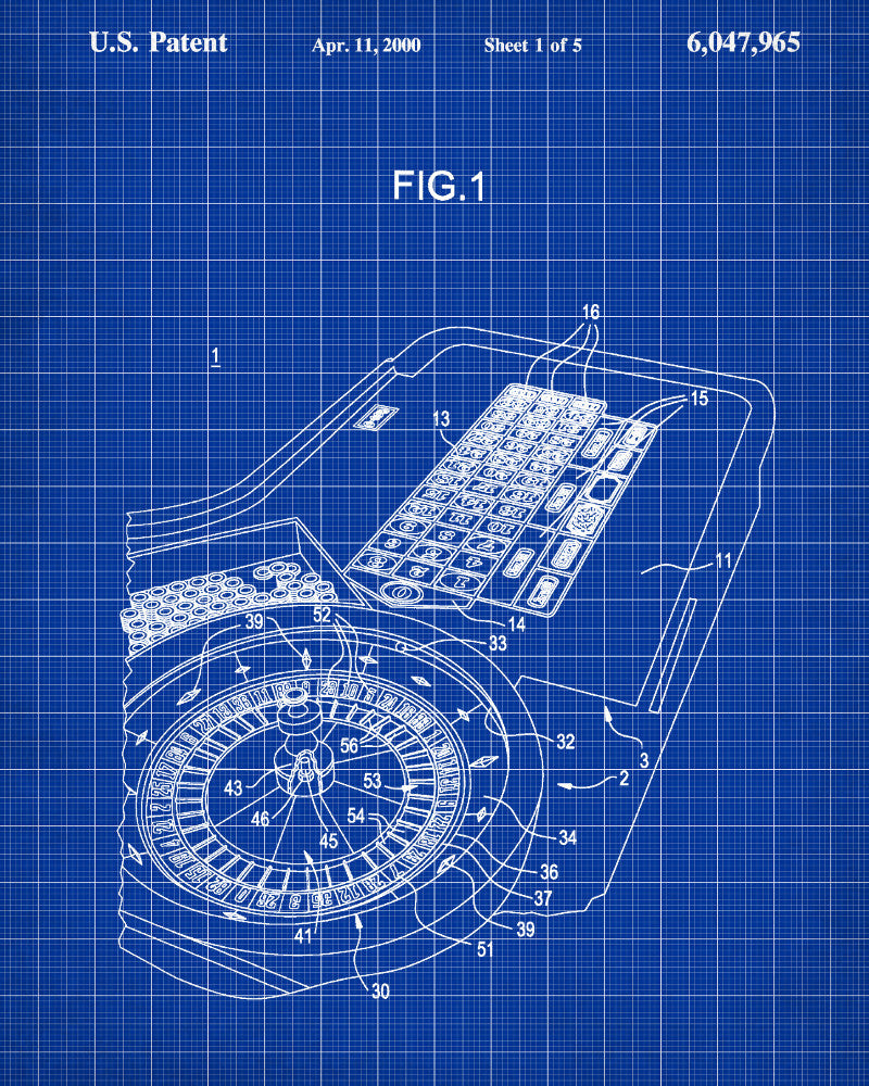 Roulette Wheel Patent Poster Gambling Art Casino Print - OnTrendAndFab