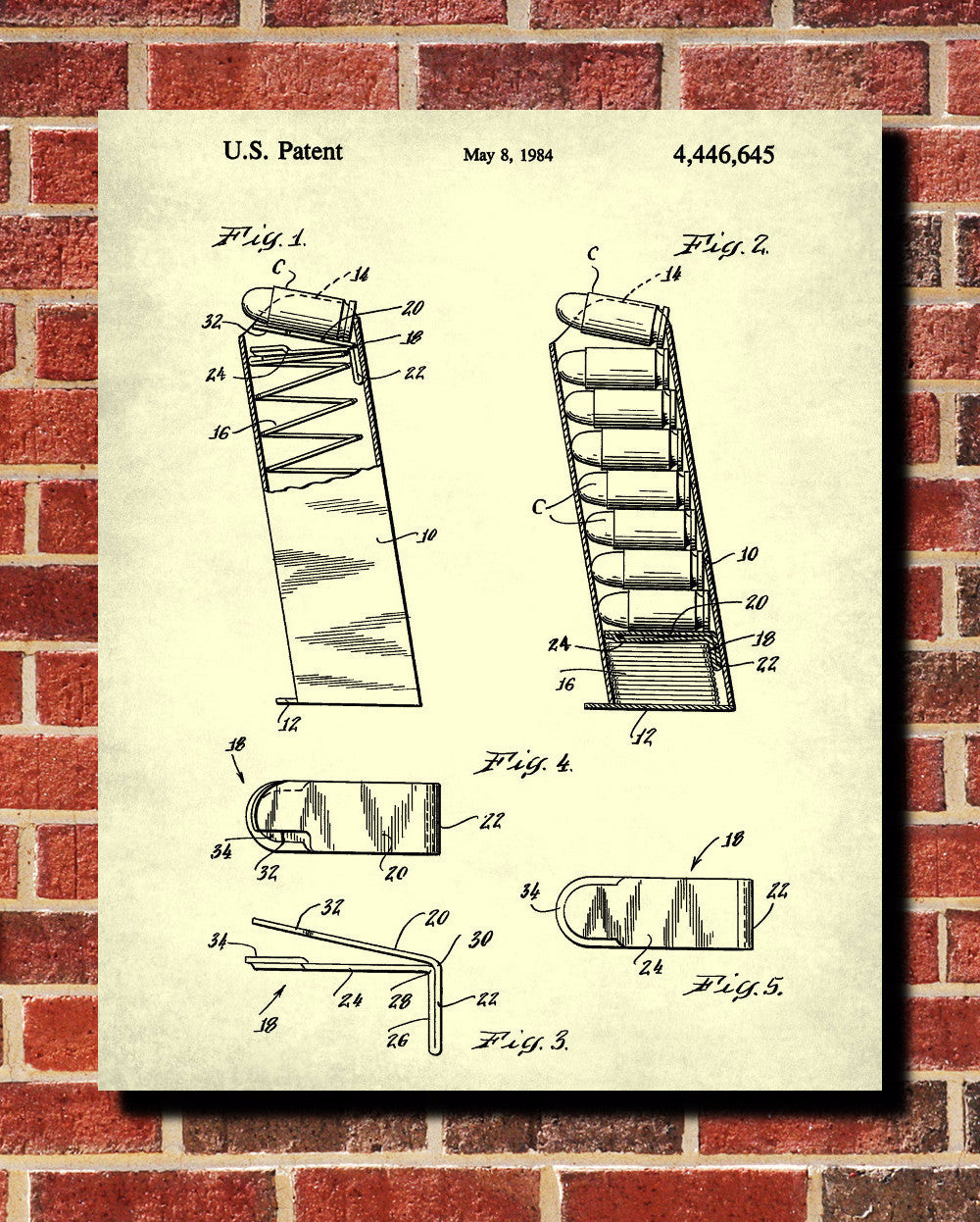 Ruger Magazine Cartridge Blueprint Gun Patent Print Firearm Poster - OnTrendAndFab