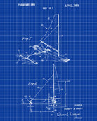 Sail Boat Poster Nautical Patent Print Sailing Poster