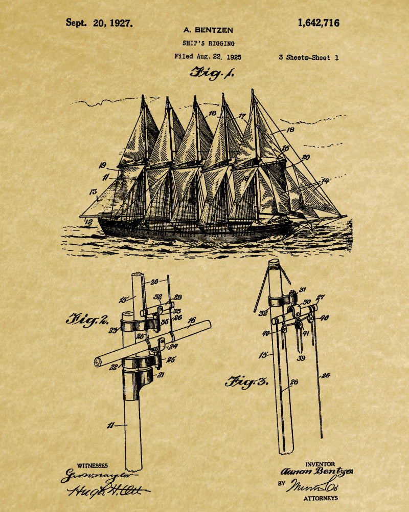 Sail Rigging Nautical poster Sail Boat Print