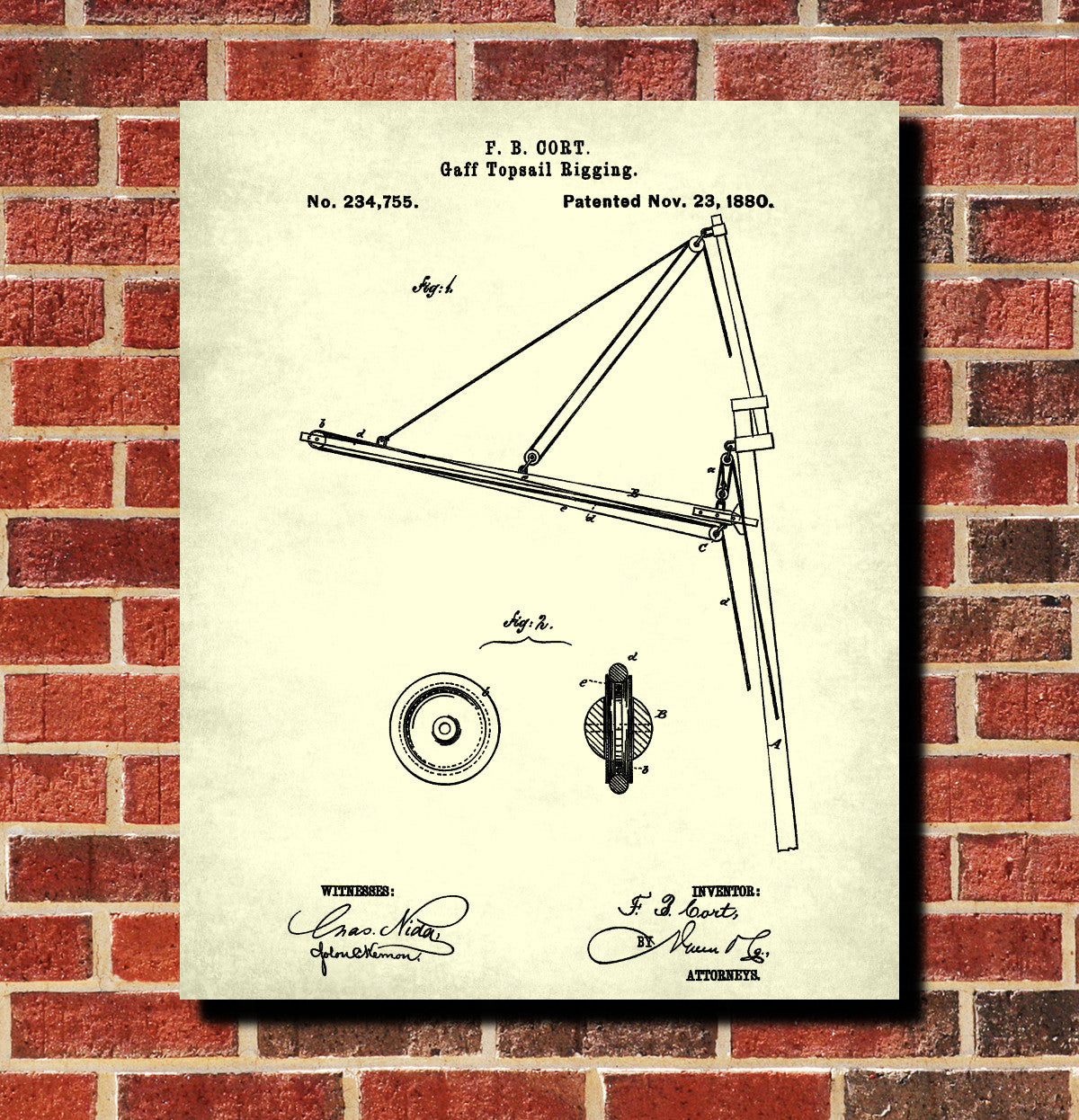Sail Rigging Patent Nautical Poster Sailing Boat Art Print