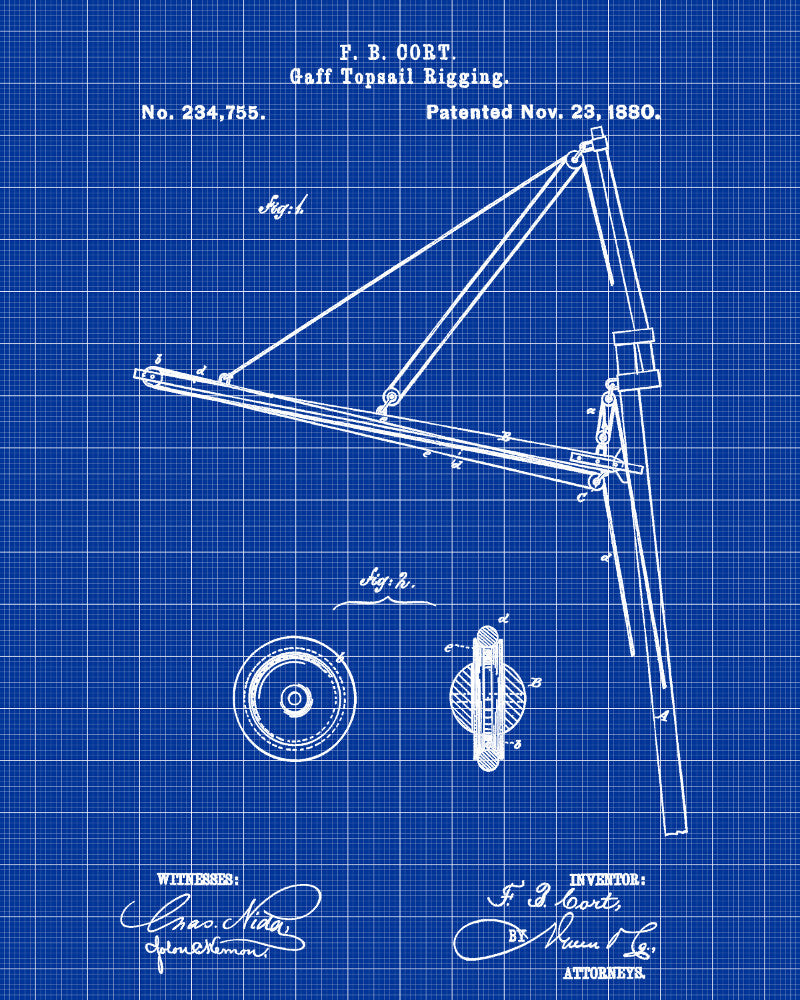 Sail Rigging Patent Nautical Poster Sailing Boat Art Print
