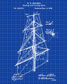 Nautical Poster Sail Rigging Patent Art Sailing Boat Print