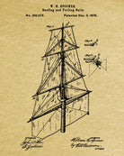 Nautical Poster Sail Rigging Patent Art Sailing Boat Print