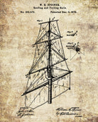 Nautical Poster Sail Rigging Patent Art Sailing Boat Print