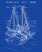 Sail Boat Outrigger Poster Nautical Patent Print Sailing Poster