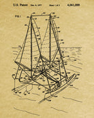 Sail Boat Outrigger Poster Nautical Patent Print Sailing Poster