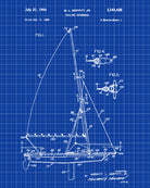 Sailing Catamaran Print Nautical Poster Sail Boat Patent Art