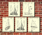 Sailing Patent Prints Set 5 Sail Boat Posters Sailor Gift