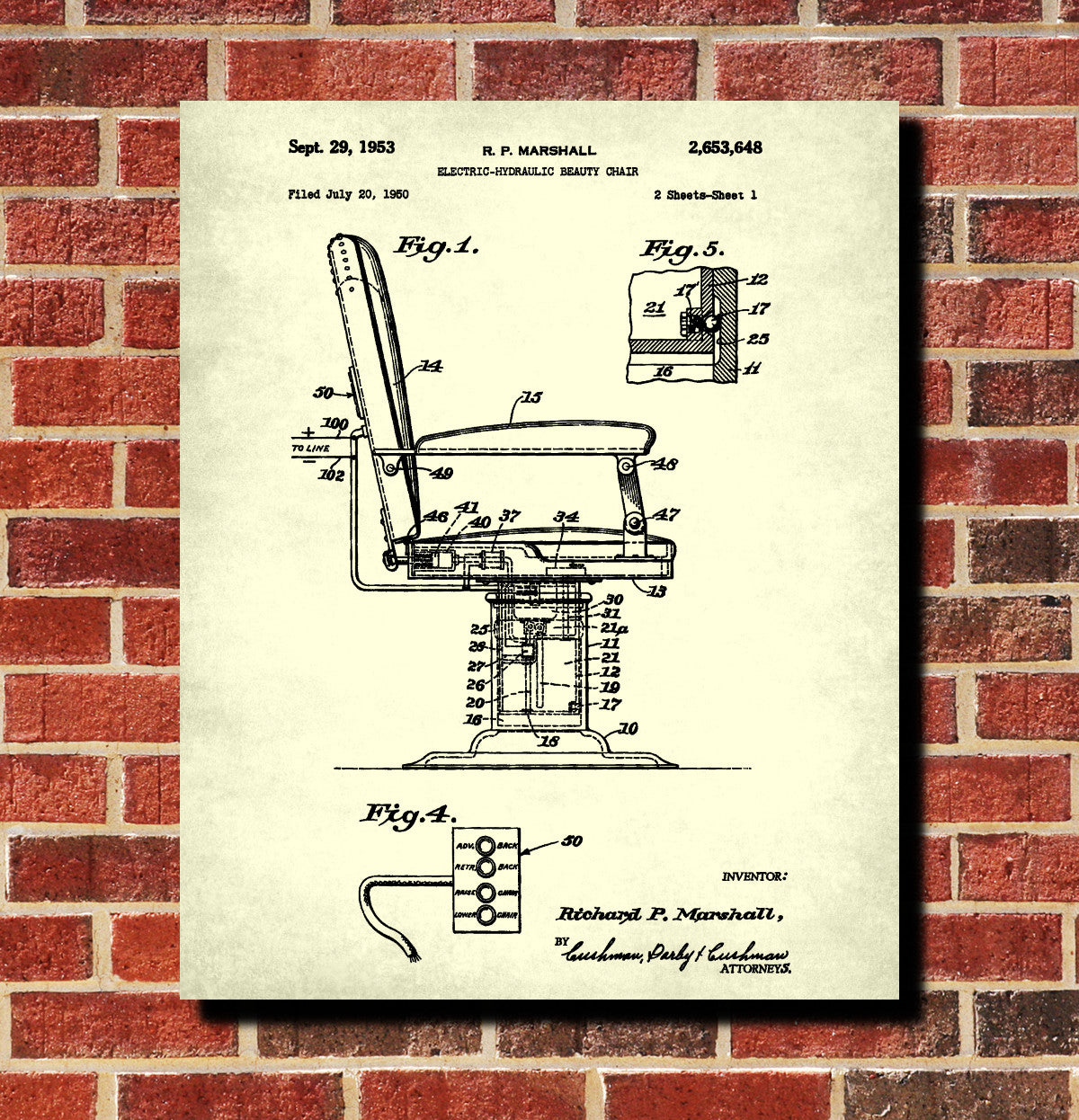 Salon Chair Patent Print Hairdressing Wall Art Poster