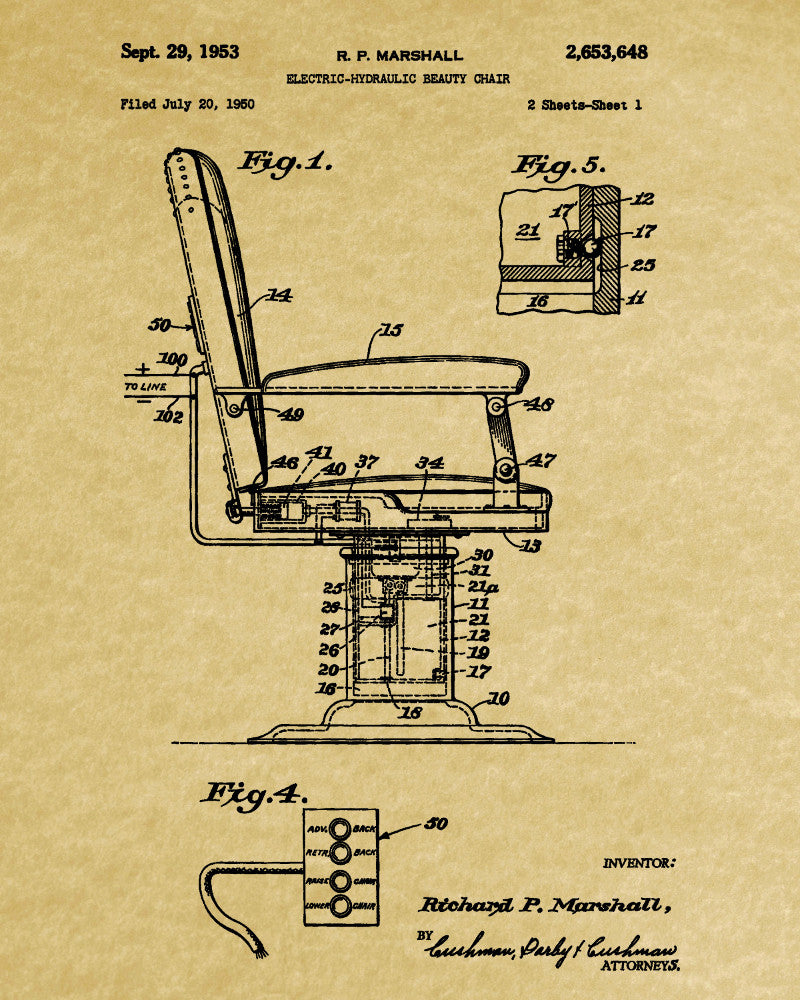 Salon Chair Patent Print Hairdressing Wall Art Poster