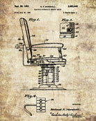 Salon Chair Patent Print Hairdressing Wall Art Poster