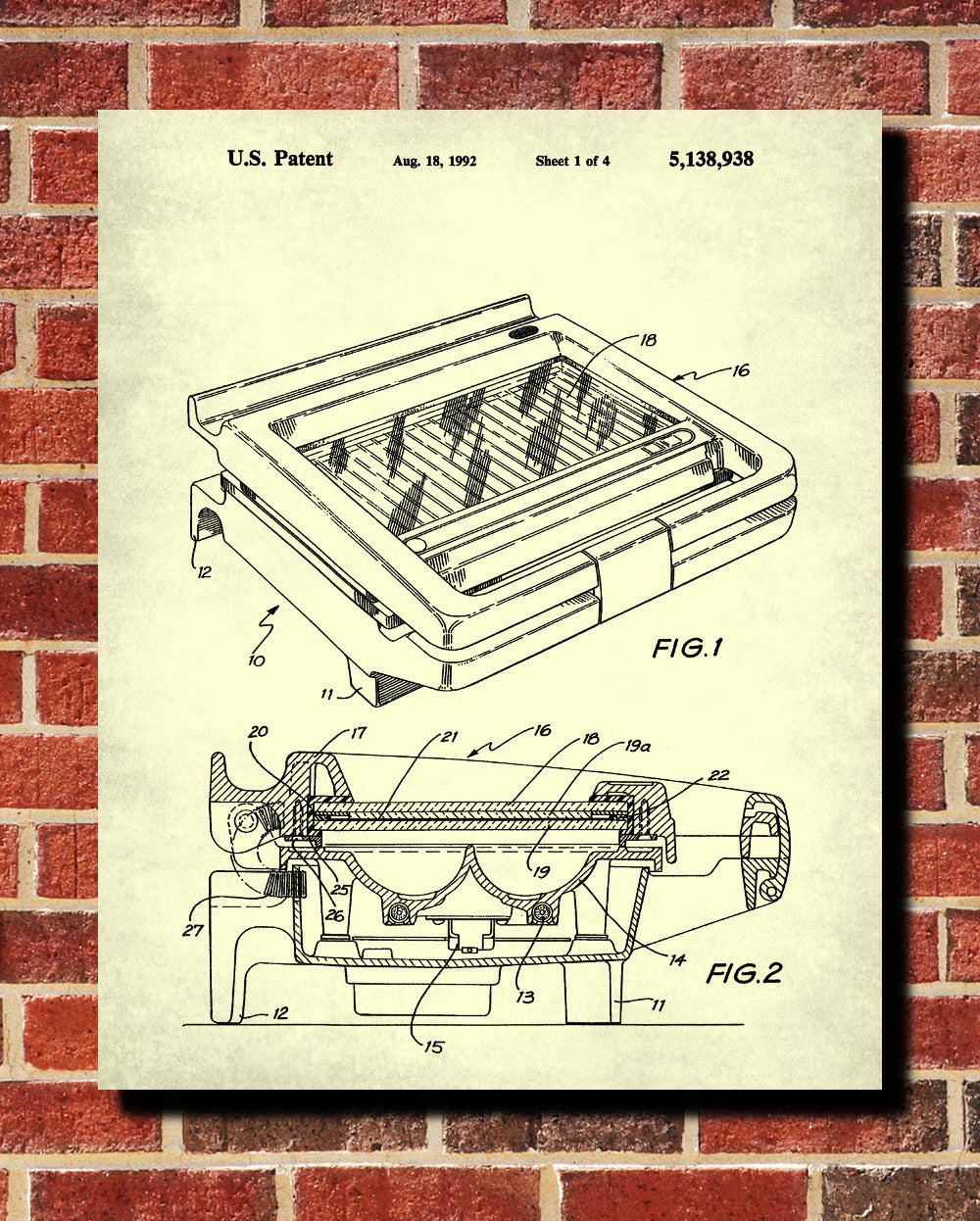 Sandwich Toaster Patent Print Panini Press Poster Kitchen Wall Art - OnTrendAndFab