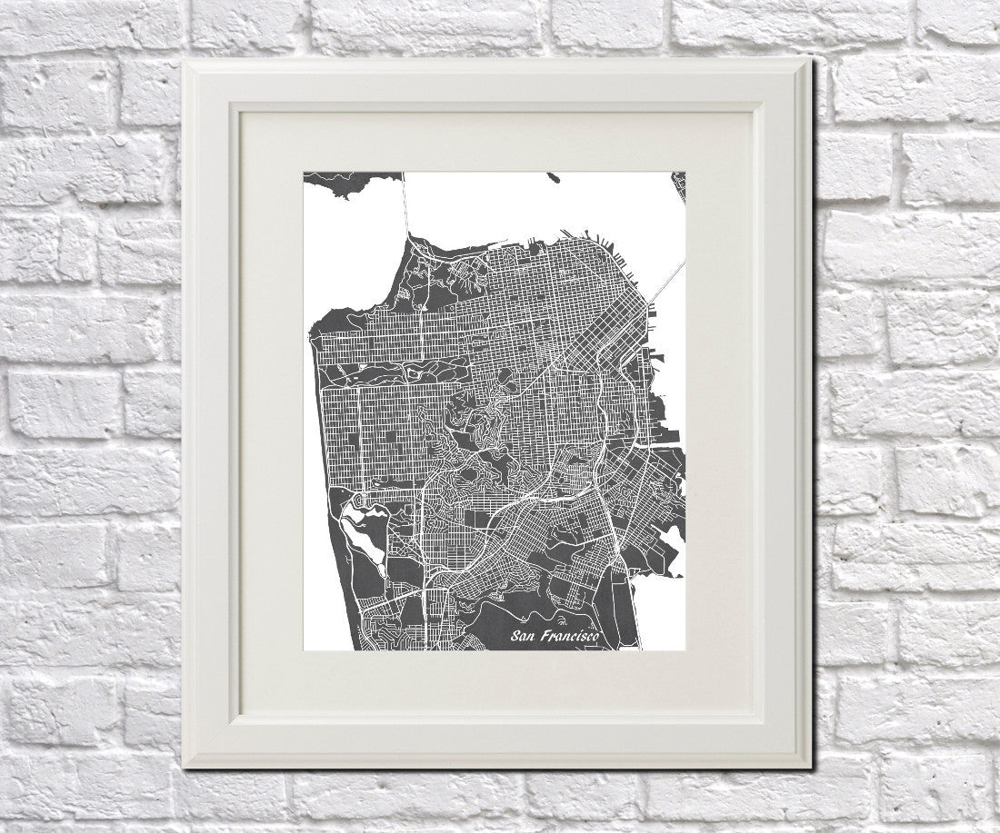 San Francisco City Street Map Print Modern Art Poster