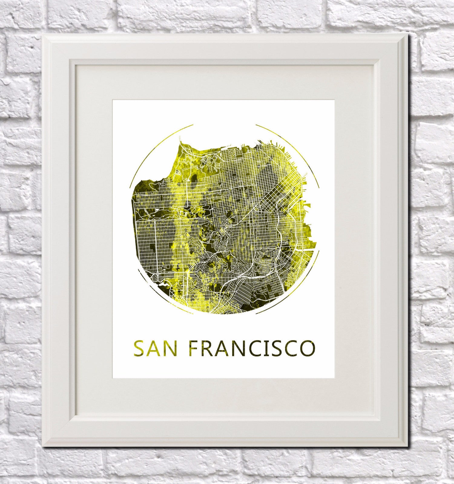 San Francisco, California City Street Map Custom Wall Map Poster