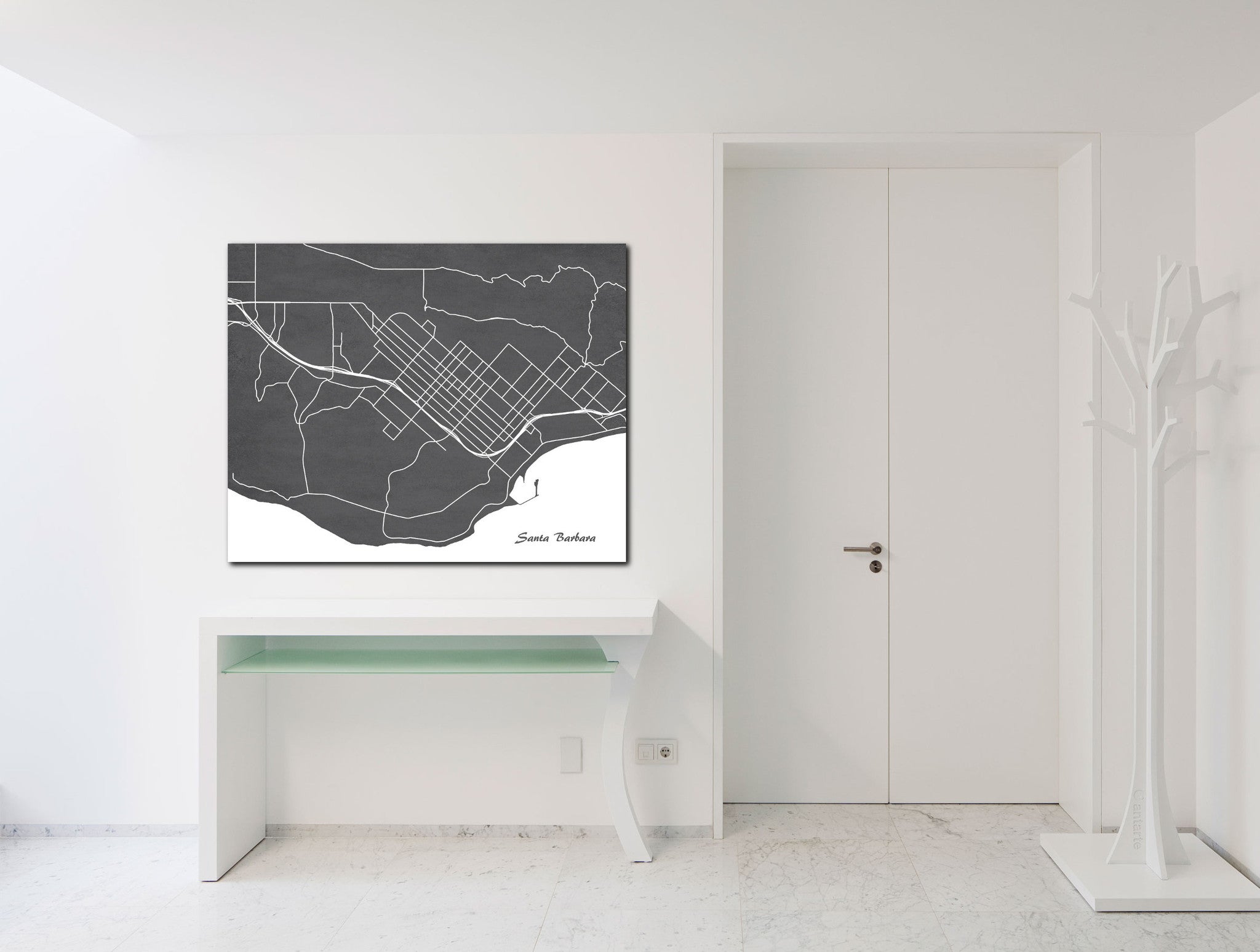 Santa Barbara City Street Map Print Modern Art Poster