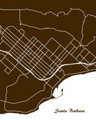 Santa Barbara City Street Map Print Modern Art Poster