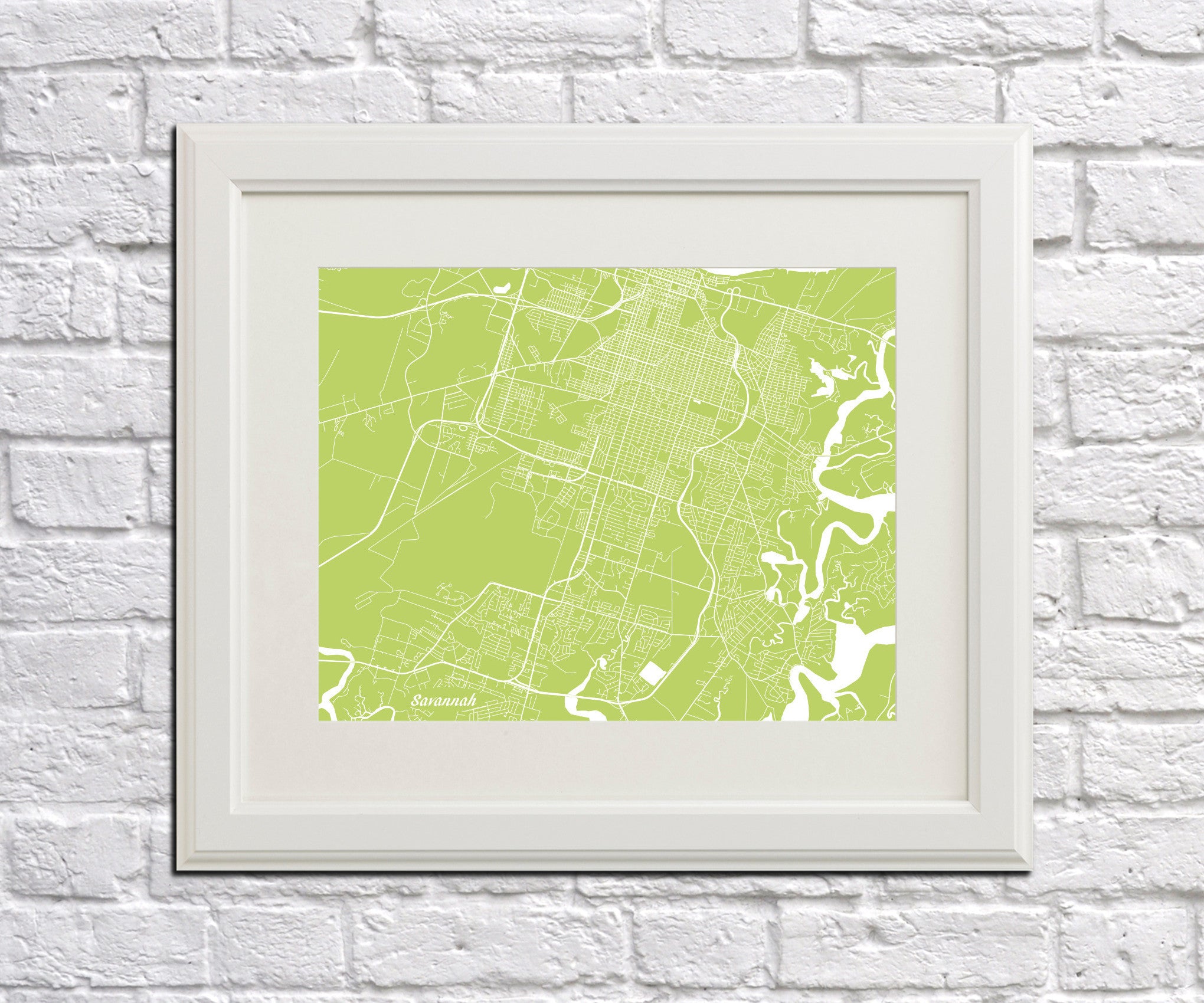 Savannah City Street Map Print Feature Wall Art Poster