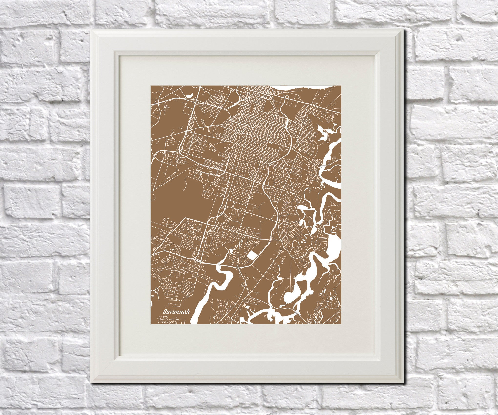 Savannah City Street Map Print Feature Wall Art Poster