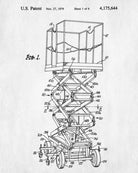 Scissor Lift Patent Print Construction Blueprint Building Poster
