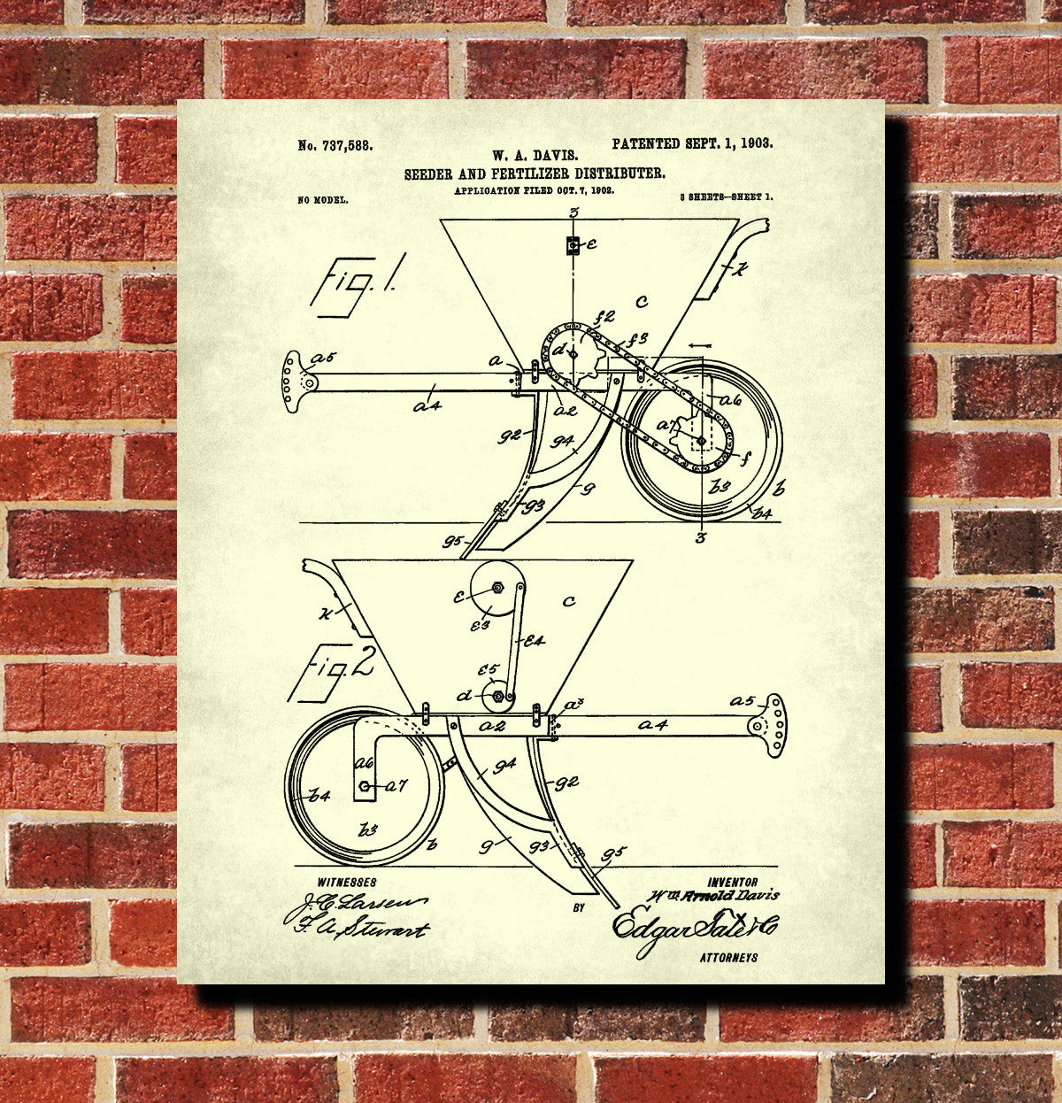 Crop Seeder Patent Print Farm Equipment Poster Farming Print