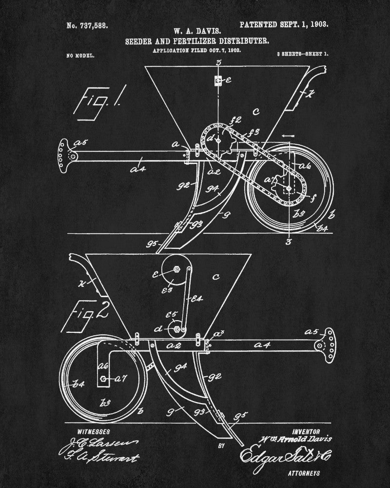 Crop Seeder Patent Print Farm Equipment Poster Farming Print
