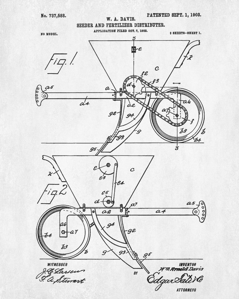 Crop Seeder Patent Print Farm Equipment Poster Farming Print