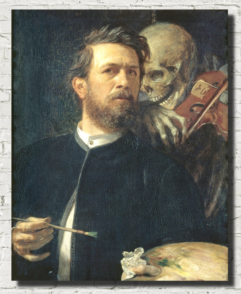Self Portrait with Fiddling Death, Arnold Bocklin Fine Art Print