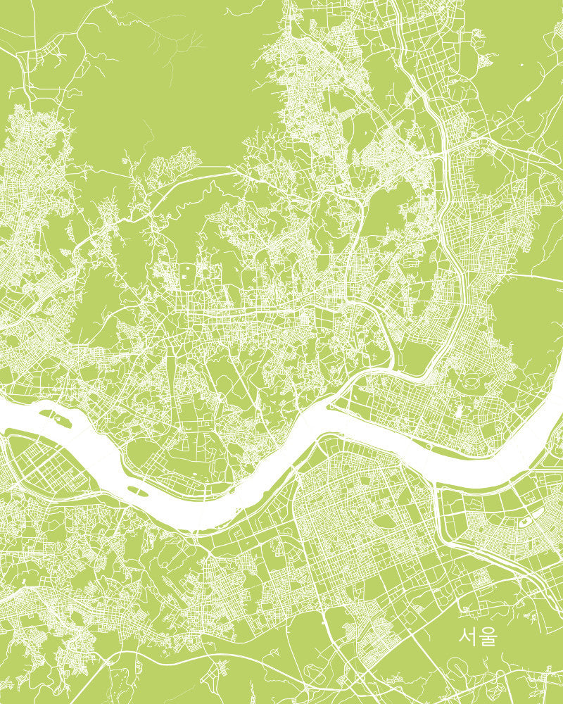 Seoul, South Korea Street Map Print Feature Wall Art Poster