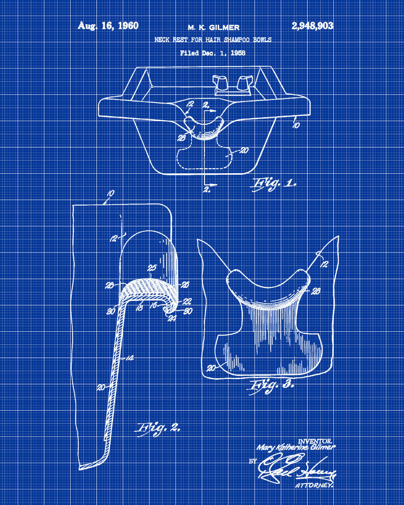 Shampoo Bowl Patent Print Hairdressing Wall Art Poster