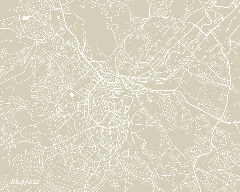 Sheffield City Street Map Print Modern Art Poster Home Decor - OnTrendAndFab