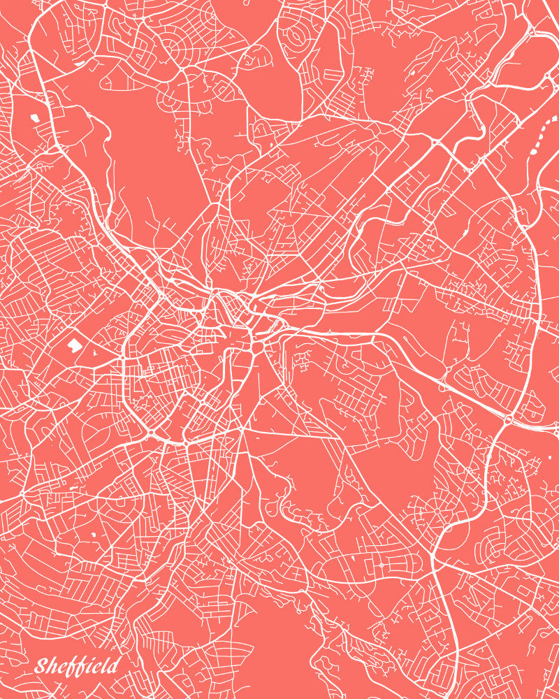 Sheffield City Street Map Print Modern Art Poster Home Decor - OnTrendAndFab