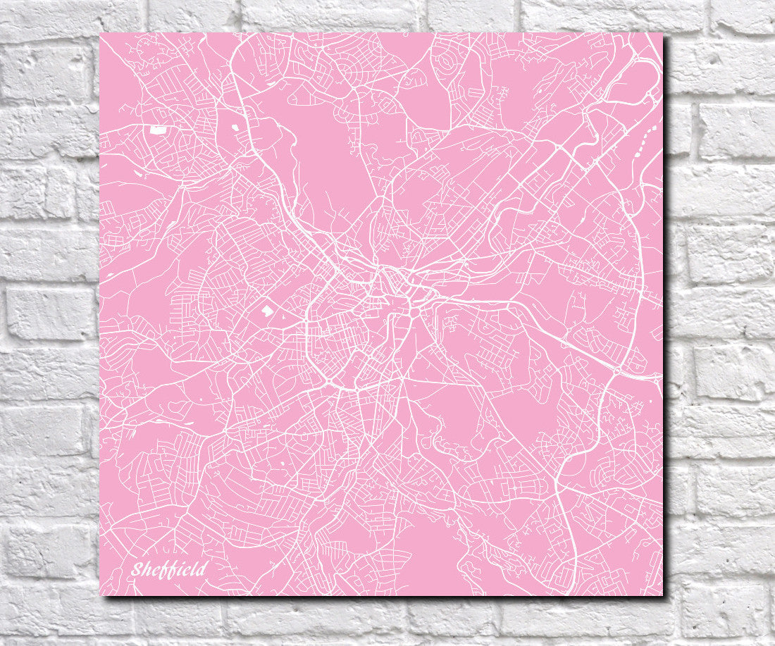Sheffield City Street Map Print Modern Art Poster Home Decor - OnTrendAndFab