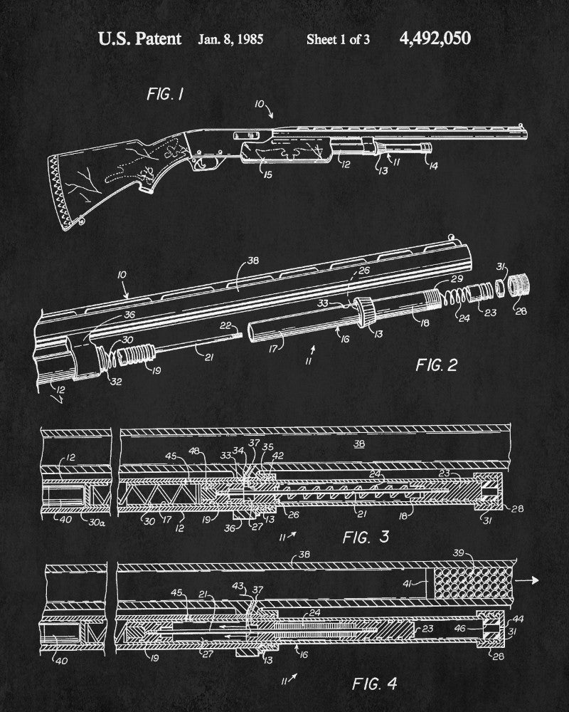 Shotgun Patent Print Firearm Poster Gun Wall Art - OnTrendAndFab
