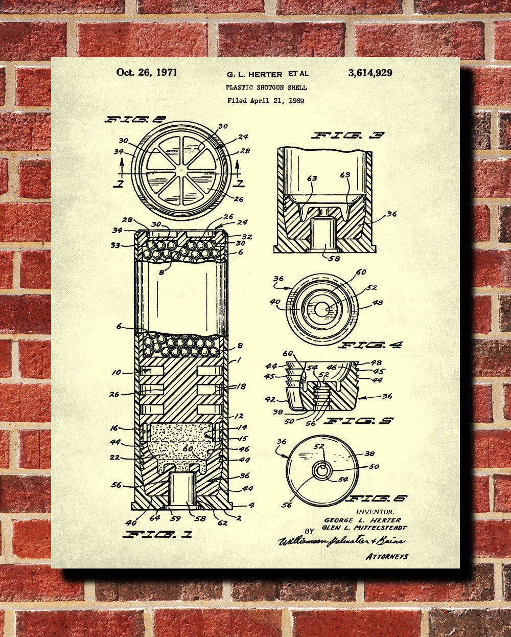 Shotgun Shell Patent Print Firearm Ammunition Poster Gun Wall Art - OnTrendAndFab
