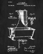 Shower Bath Patent Print Bathroom Blueprint Wall Art