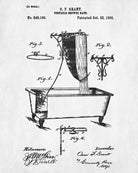 Shower Bath Patent Print Bathroom Blueprint Wall Art