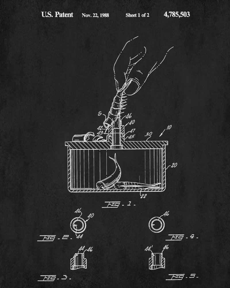 Shrimp Peeler Patent Print Kitchen Poster Cafe Wall Art