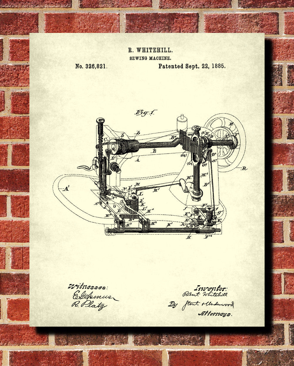 Singer Sewing Machine Patent Print Wall Art Poster - OnTrendAndFab