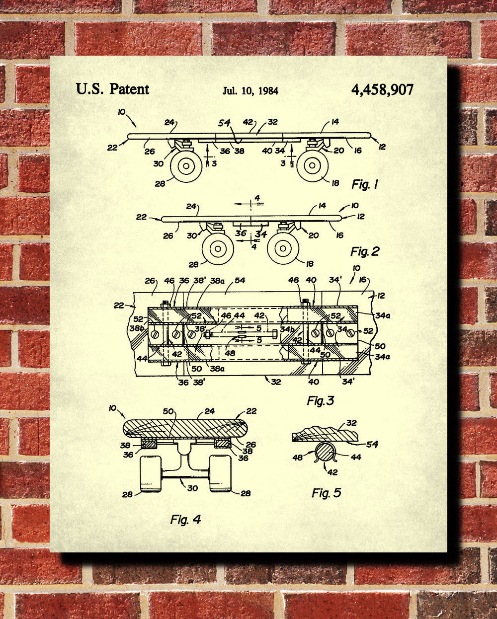 Skateboard Patent Print Sports Poster Skateboarding Blueprint - OnTrendAndFab