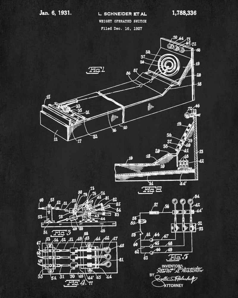 Skee Ball Machine Patent Print Bar Decor Man Cave Poster