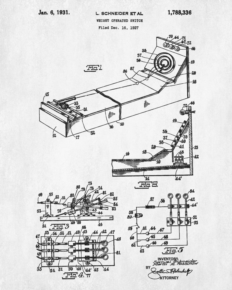 Skee Ball Machine Patent Print Bar Decor Man Cave Poster