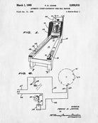 Skee Ball Machine Patent Print Bar Blueprint Man Cave Poster