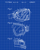 Ski Goggles Patent Print Skiing Blueprint Winter Sports Poster