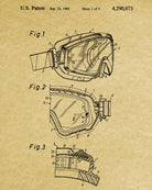 Ski Goggles Patent Print Skiing Blueprint Winter Sports Poster