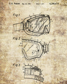 Ski Goggles Patent Print Skiing Blueprint Winter Sports Poster