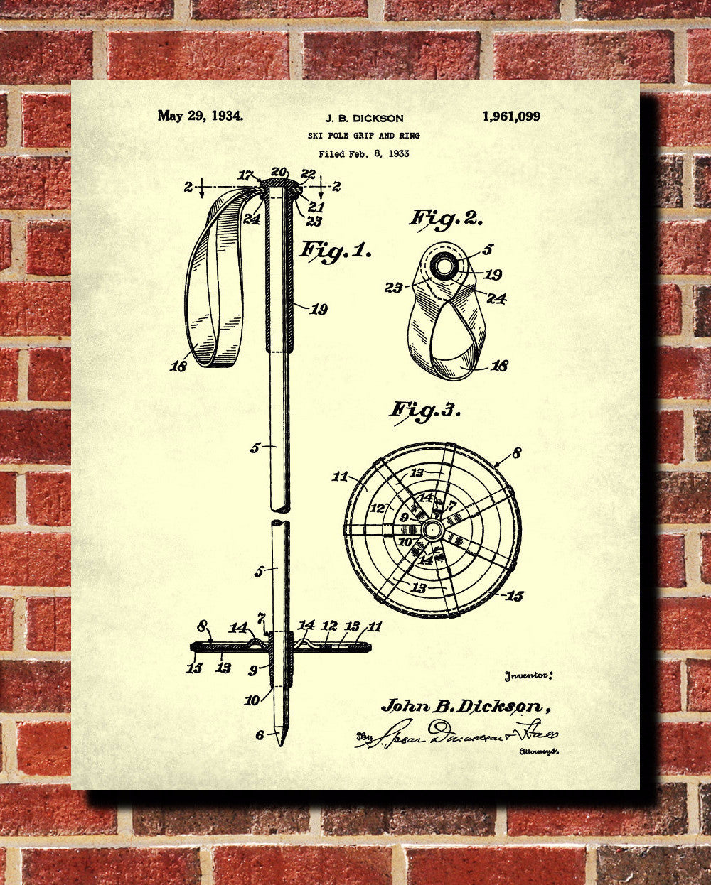 Ski Poles Patent Print Skiing Blueprint Winter Sports Poster - OnTrendAndFab