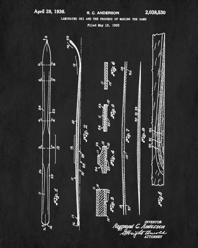 Skis Patent Print Skiing Blueprint Winter Sports Poster - OnTrendAndFab