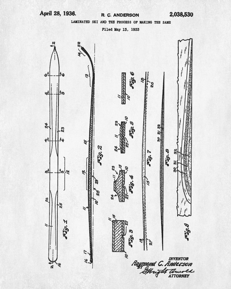 Skis Patent Print Skiing Blueprint Winter Sports Poster - OnTrendAndFab