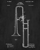 Slide Trombone Patent Print Orchestra Musical Instrument Poster